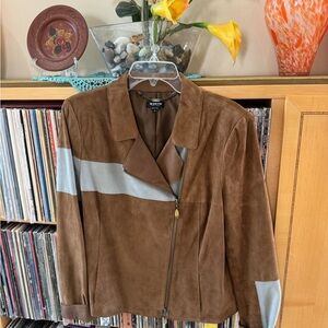 PRICE DROP: NW/OT IMMACULATE , lined, LAMBSKIN SUEDE Moto JKT by WORTH, 14